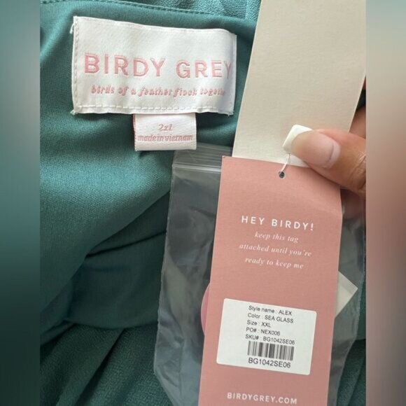 Birdy Grey Crepe Sea Glass Alex Convertible Formal Maxi Gown Slit Dress Size 2XL - Picture 9 of 11